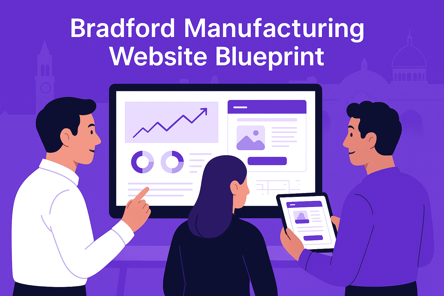 Bradford manufacturing team reviewing a digital twin of their production line